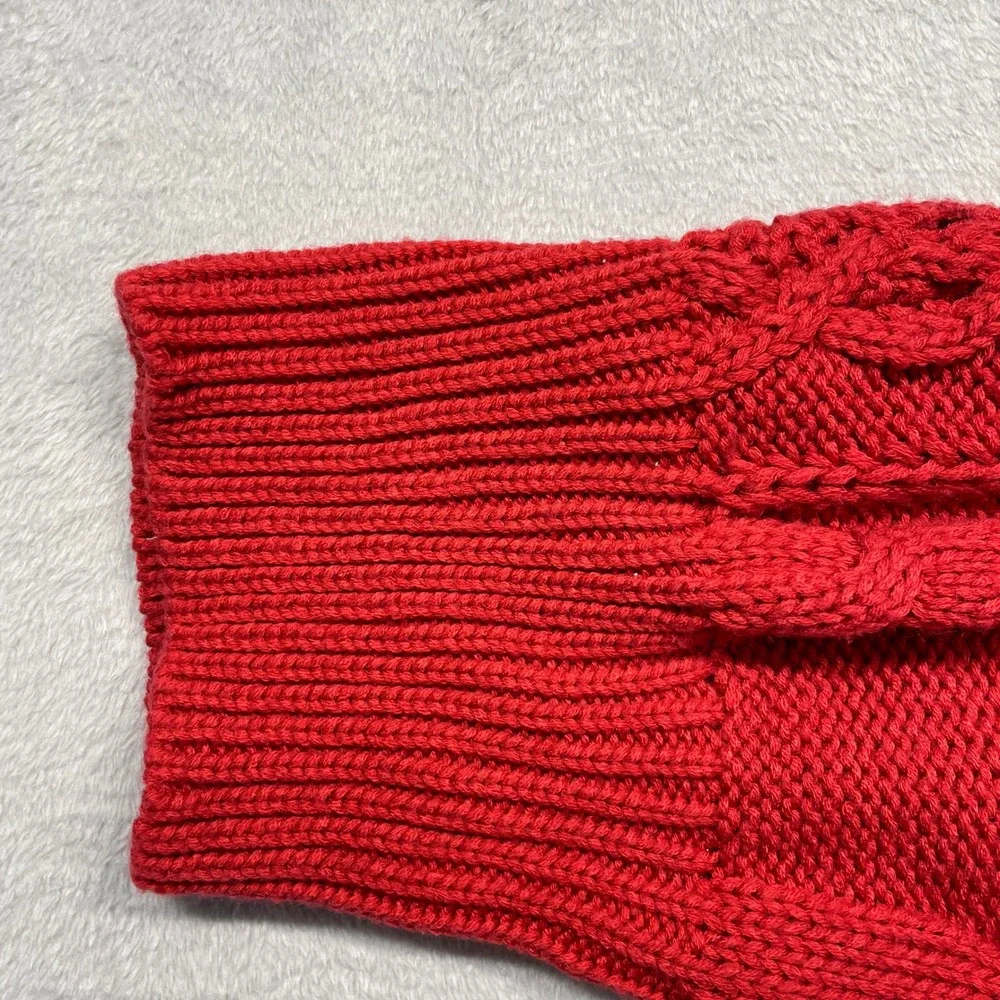 Hotel Doggy Cable Knit Dog Sweater Large Red Turtleneck